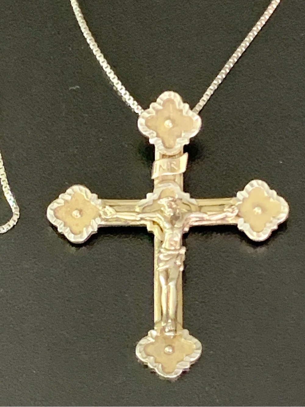 Vintage Sterling Silver 925 Crucifix Cross Pendant Necklace 20” /  13g